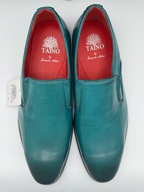 Taino by Fernando Aldaz "Abel" Loafers in Olive Teal Green Slip On Men's Size 11
